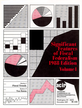 Significant Features of Fiscal Federalism 1988 Edition