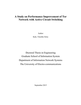 A Study on Performance Improvement of Tor Network with Active Circuit Switching