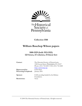 William Bauchop Wilson Papers
