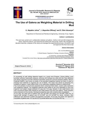 The Use of Galena As Weighting Material in Drilling Mud