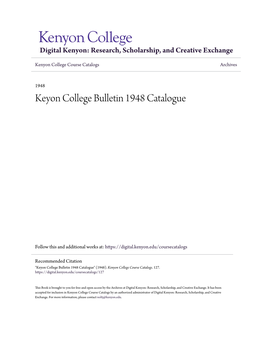 Keyon College Bulletin 1948 Catalogue
