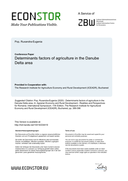 Determinants Factors of Agriculture in the Danube Delta Area