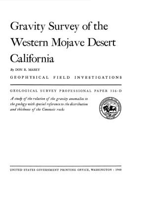 Gravity Survey of the Western Mojave Desert California