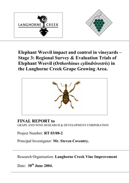 Elephant Weevil Impact and Control in Vineyards – Stage 3