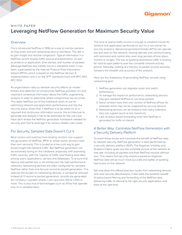 White Paper Netflow Generation Security Value Proposition