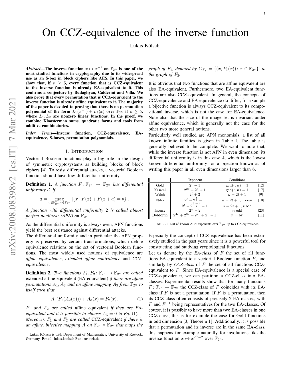 On CCZ-Equivalence of the Inverse Function