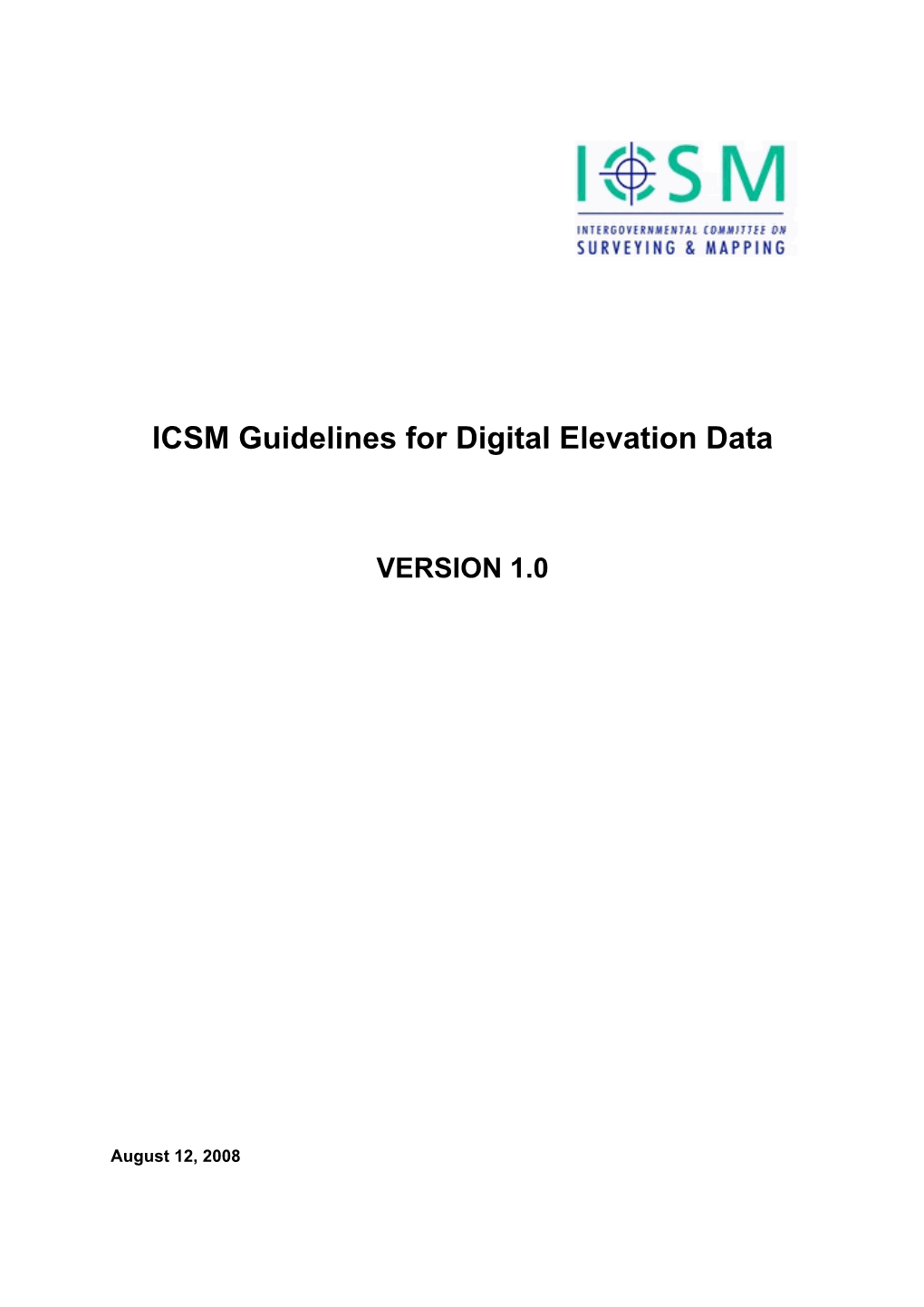 ICSM Guidelines for Digital Elevation Data