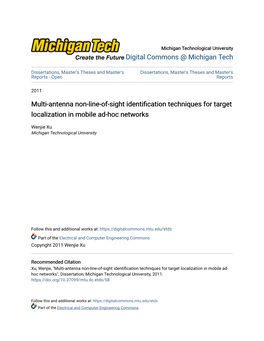 Multi-Antenna Non-Line-Of-Sight Identification Techniques for Target Localization in Mobile Ad-Hoc Networks