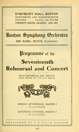 Seventeenth Rehearsal and Concert