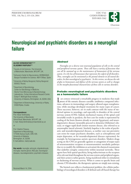 Neurological and Psychiatric Disorders As a Neuroglial Failure