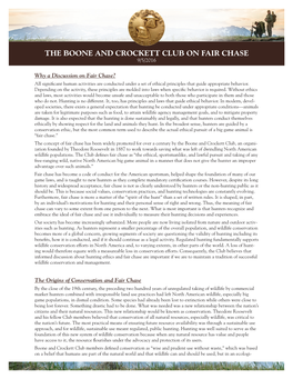 The Boone and Crockett Club on Fair Chase 9/5/2016
