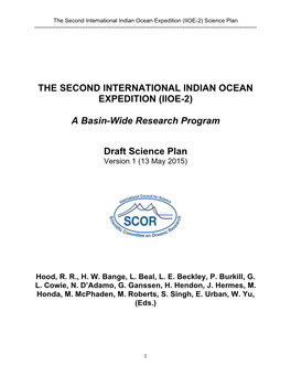 (IIOE-2) a Basin-Wide Research Program Draft Science Plan