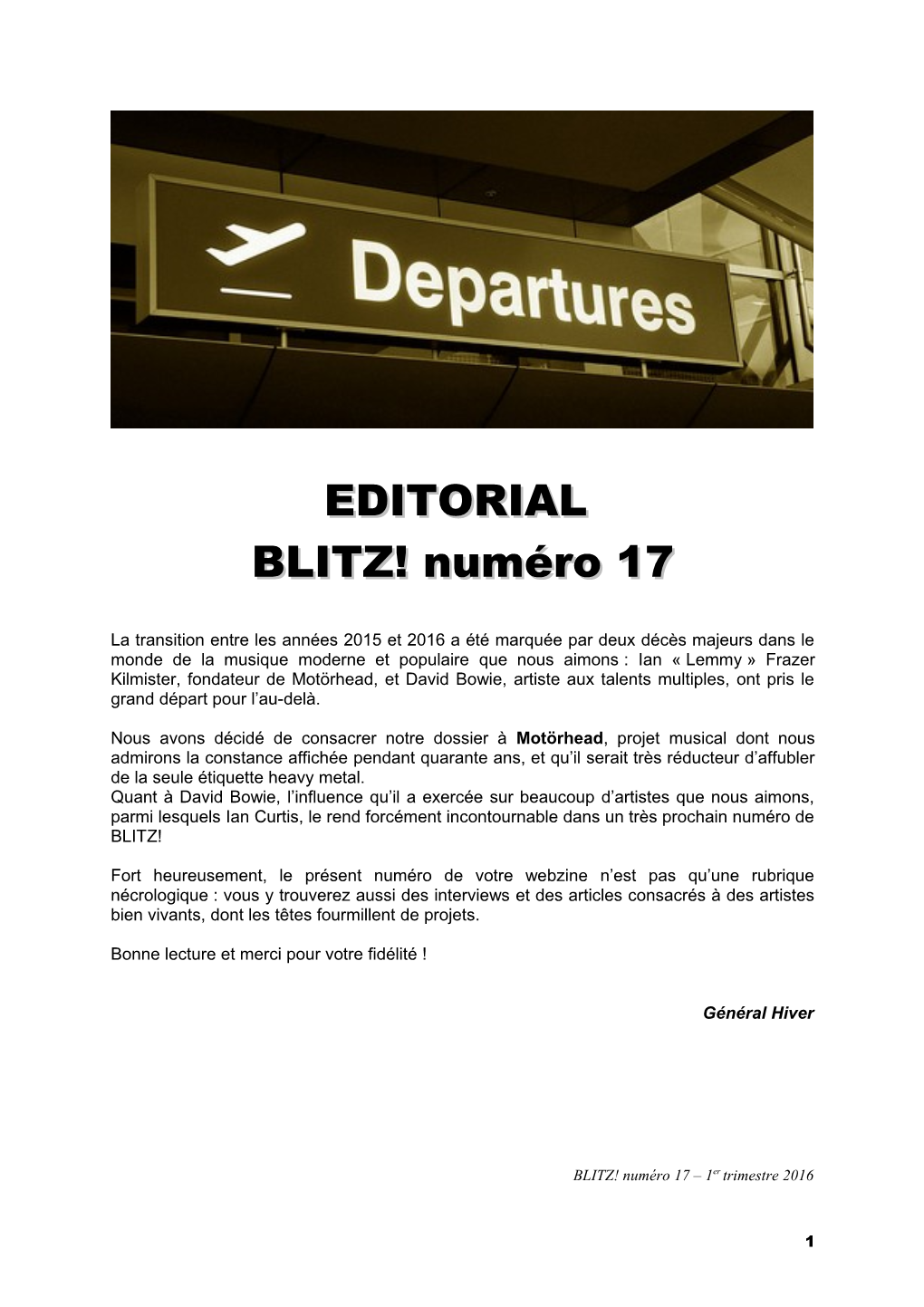 EDITORIAL BLITZ! Numéro 17