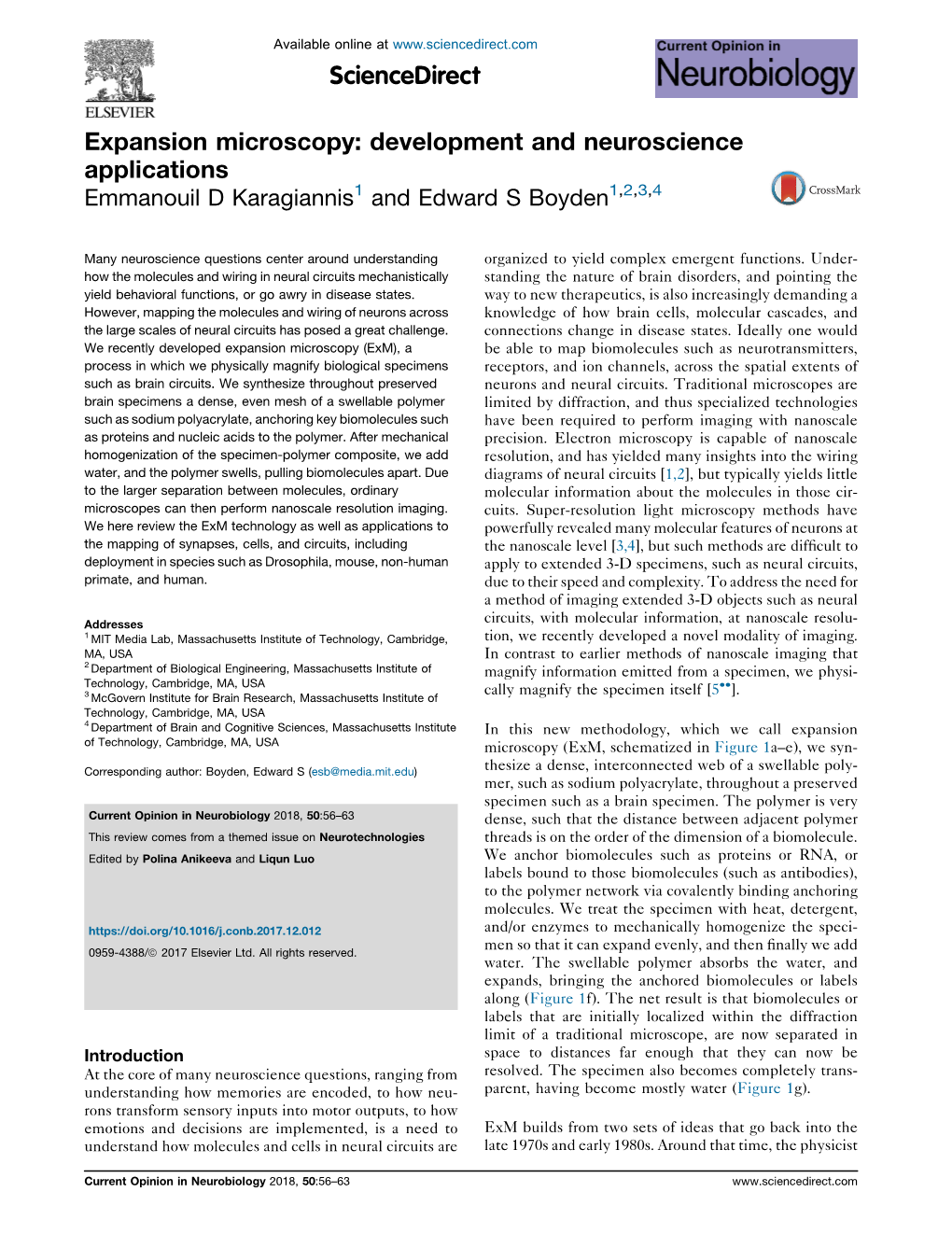 Expansion Microscopy: Development and Neuroscience Applications