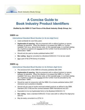 A Concise Guide to Book Industry Product Identifiers