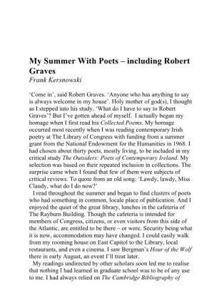 My Summer with Poets – Including Robert Graves Frank Kersnowski
