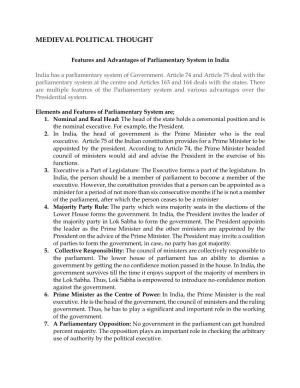 Parliamentary System in India