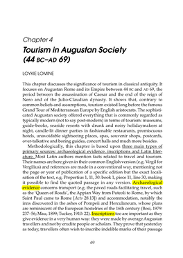 Tourism in Augustan Society (44 BC–AD 69)