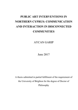 Public Art Interventions in Northern Cyprus: Communication and Interaction in Disconnected Communities