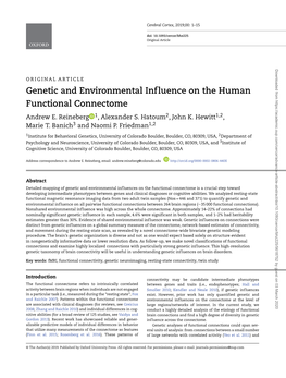 Genetic and Environmental Influence on the Human Functional Connectome Andrew E