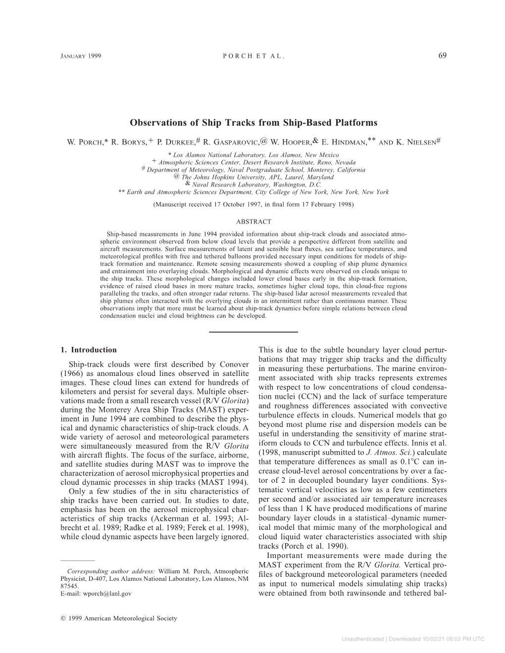 Observations of Ship Tracks from Ship-Based Platforms