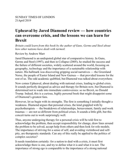 Upheaval by Jared Diamond Review