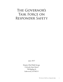The Governor's Task Force on Responder Safety Report