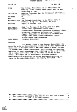 ED 326 509 TITLE INSTITUTION PUB DATE AVAILABLE from PUB TYPE EDRS PRICE DESCR:PTORS IDENTIFIERS LBSTRACT the Carnegie Foundatio