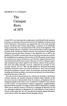 The Caraquet Riots of 1875