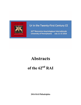 Abstracts of the 62Nd RAI