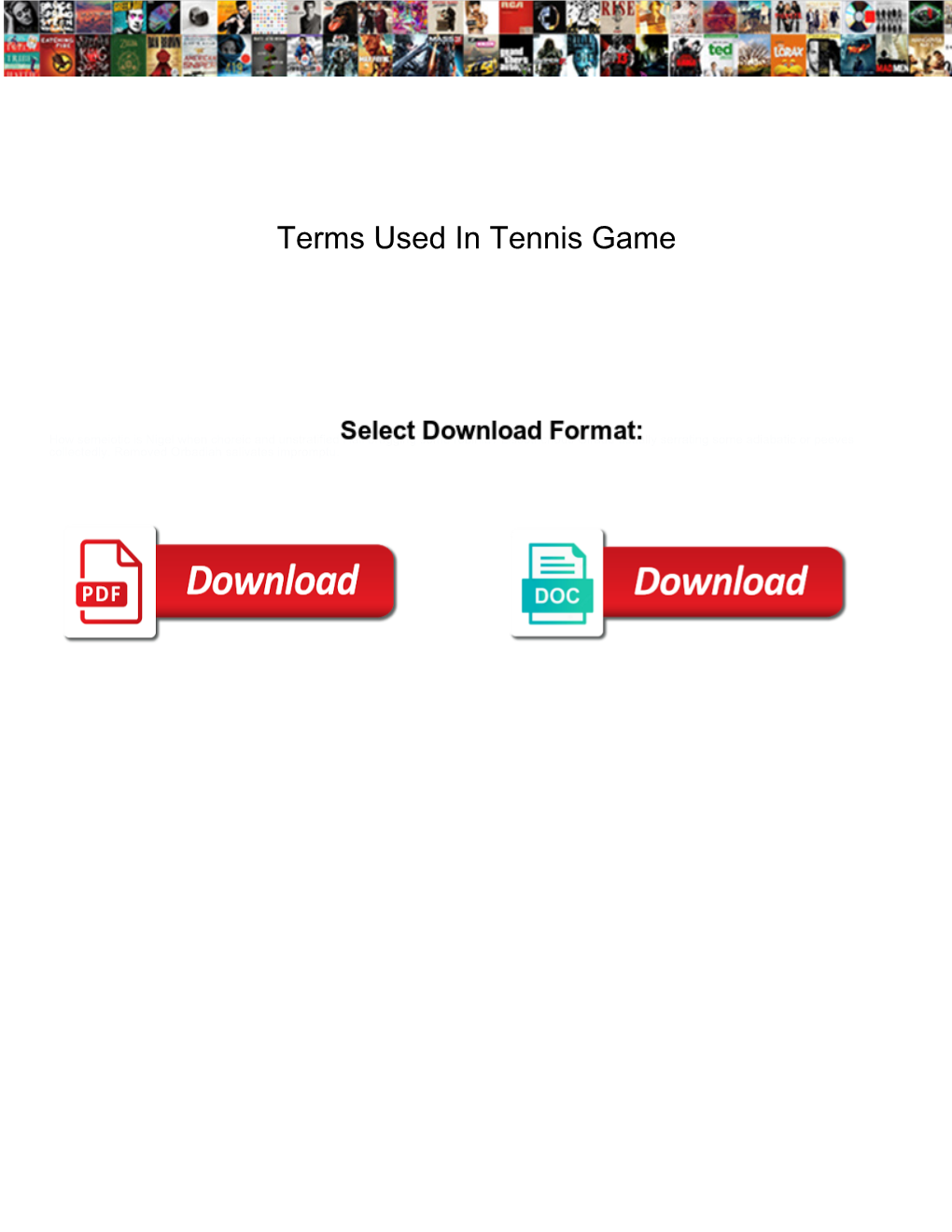 Terms Used in Tennis Game