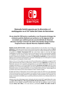 Nintendo Switch Apuesta Por La Diversión Y El Multijugador En El 36º Salón Del Cómic De Barcelona