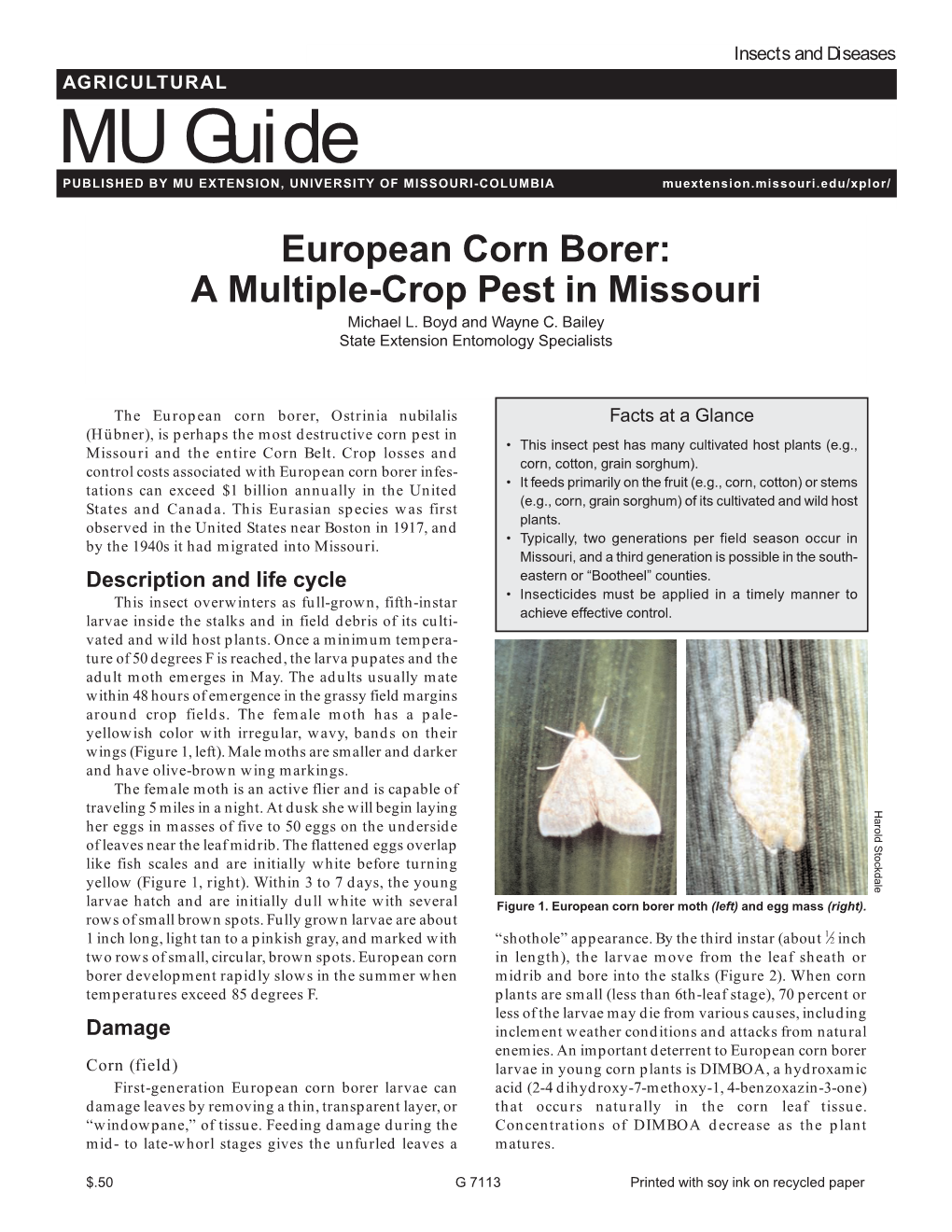 European Corn Borer: a Multiple-Crop Pest in Missouri Michael L
