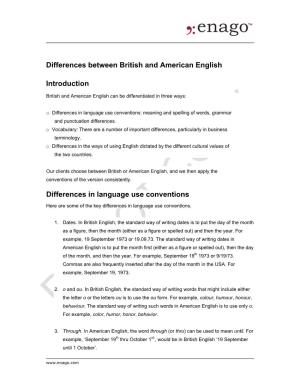 Differences Between British and American English Introduction