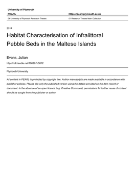 Habitat Characterisation of Infralittoral Pebble Beds in the Maltese Islands