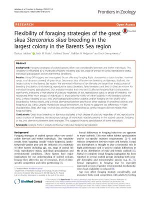 Flexibility of Foraging Strategies of the Great Skua Stercorarius Skua Breeding in the Largest Colony in the Barents Sea Region Dariusz Jakubas1* , Lech M