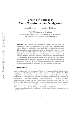Green's Relations in Finite Transformation Semigroups