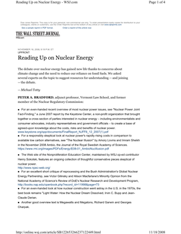 Reading up on Nuclear Energy - WSJ.Com Page 1 of 4