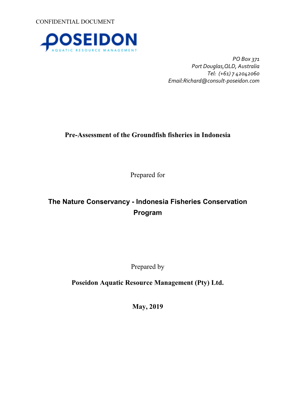 Pre-Assessment of the Groundfish Fisheries in Indonesia