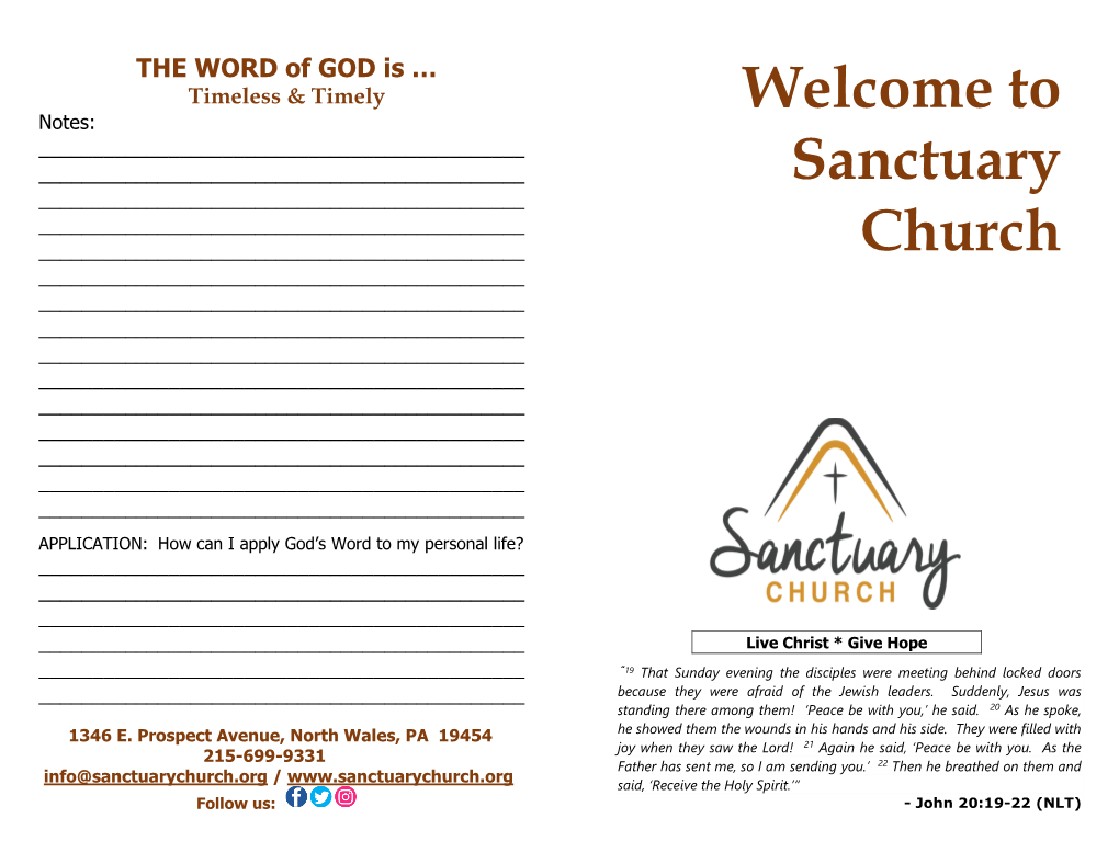 Welcome to Sanctuary Church