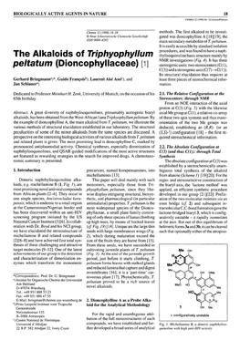 The Alkaloids of &lt;I&gt;Triphyophyllum Peltatum&lt;/I&gt; (Dioncophyllaceae)