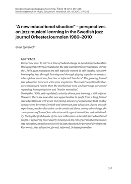 “A New Educational Situation” – Perspectives on Jazz Musical Learning in the Swedish Jazz Journal Orkesterjournalen 1980–2010