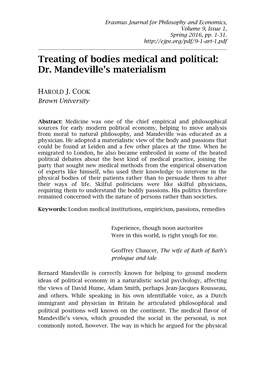 Dr. Mandeville's Materialism