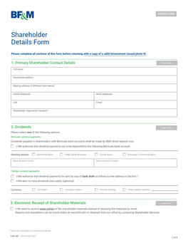 Shareholder Update Form