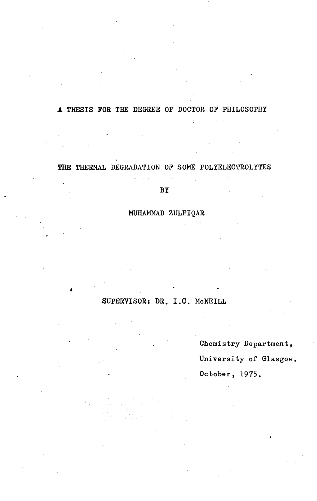 A Thesis for the Degree of Doctor of Philosophy The