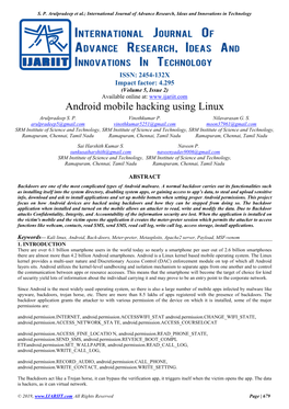 Android Mobile Hacking Using Linux Arulpradeep S