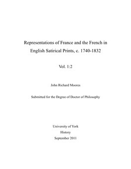 Representations of France and the French in English Satirical Prints, C