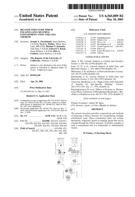 (12) United States Patent (10) Patent No.: US 6,565,889 B2 Zasadzinski Et Al