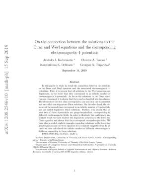On the Connection Between the Solutions to the Dirac and Weyl