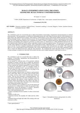 3D Data Interpretation Using Treatises Geometric Rules to Built Coffered Domes